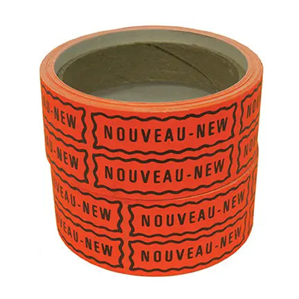 Étiquettes rectangulaires, avec inscription « Nouveau-New », 2 ½" x ¾" (320)-S&P Le magasin des Commerçants