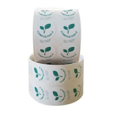 Étiquettes rondes, blanc, 1", « compostable » (200)-S&P Le magasin des Commerçants