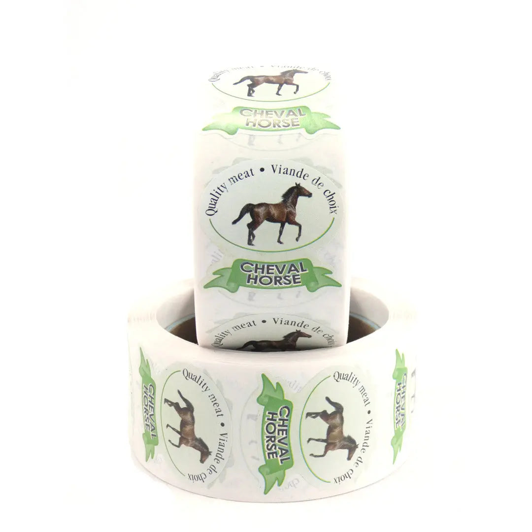 Étiquettes, avec inscription « Viande de choix - Cheval », 1 ¾" x 1 ¾" (500)-S&P Le magasin des Commerçants