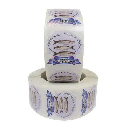 Étiquettes, avec inscription « Viande de choix - Poisson », 1 ¾'' x 1 ¾'' (500)-S&P Le magasin des Commerçants