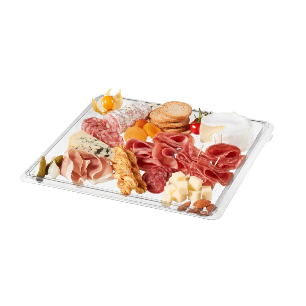 Plateau festif transparent avec couvercle – 3 formats pour présentation élégante S&P Le magasin des Commerçants