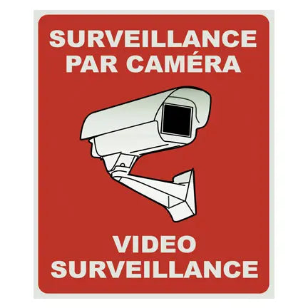 Affiche rouge plastifiée « Surveillance par caméra »