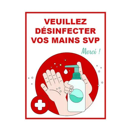 Affiche, inscription « Veuillez désinfecter vos mains », 6,5'' x 9''-S&P Le magasin des Commerçants