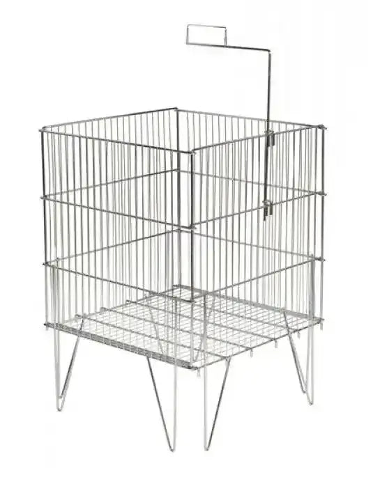 Bac de présentation grillagé chromé pliable 18 x 18 x 33 po avec porte-affiche S&P Le magasin des Commerçants