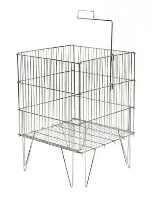 Bac de présentation grillagé chromé pliable 18 x 18 x 33 po avec porte-affiche S&P Le magasin des Commerçants