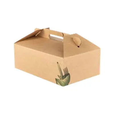 Boîte repas emporter kraft, avec poignée.10"x6,9"x3,5"  Caisse/ 200 S&P Le magasin des Commerçants