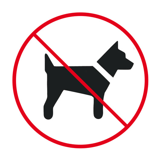Laminated poster, dogs prohibited, 6" x 6"
