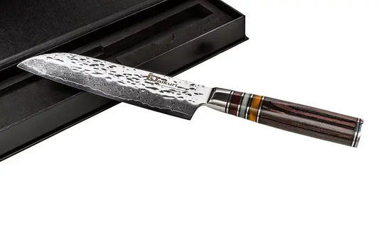 Couteau de chef damassé 20 cm manche bois ergonomique S&P Le magasin des Commerçants