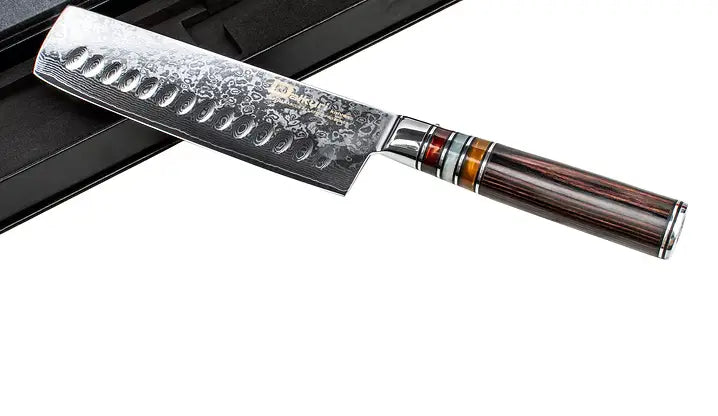 Couteau nakiri damassé lame large manche bois ergonomique S&P Le magasin des Commerçants