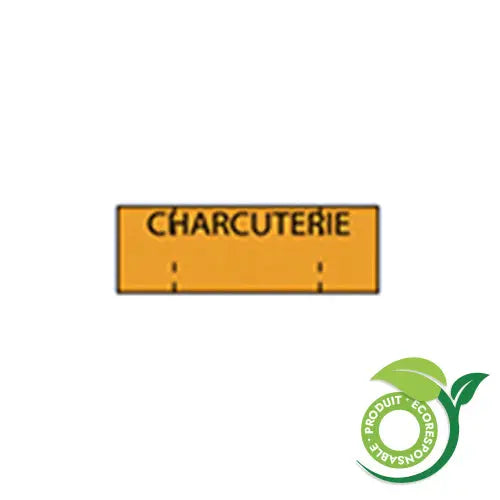 Étiquettes Garvey pour 1910, « charcuterie » orange, 19 x 10 mm(17 000)-S&P Le magasin des Commerçants