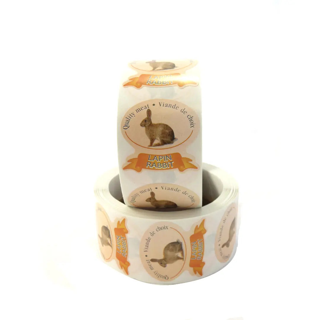 Étiquettes, avec inscription « Viande de choix - Lapin », 1 ¾" x 1 ¾" (500)-S&P Le magasin des Commerçants