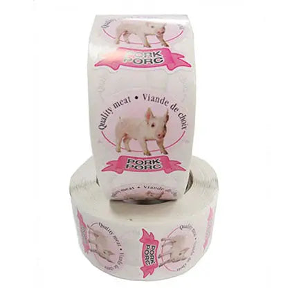 Étiquettes, avec inscription « Viande de choix - Porc », 1 ¾" x 1 ¾" (500)-S&P Le magasin des Commerçants