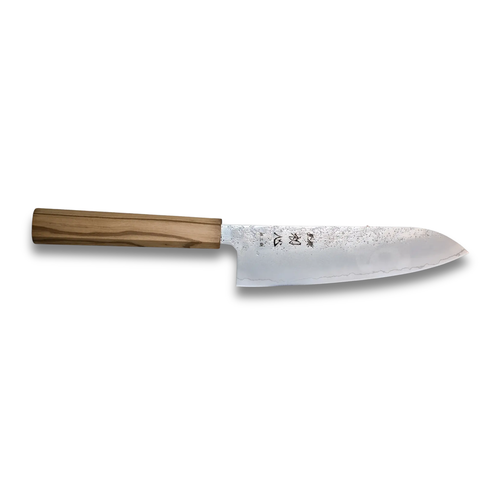 Ginrei Silver 3-Layer Nashiji Santoku Knife 170mm Olive Wood Handle Ginza Steel