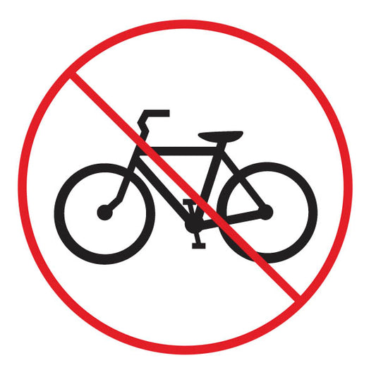 Laminated poster, cycling prohibited, 6" x 6"