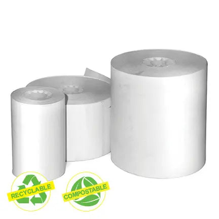 Rouleaux de papier thermal pour caisse, 3 1/8 x 200' (50/cse), recyclable/compostable-S&P Le magasin des Commerçants